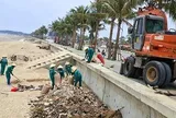 "Bãi chông" ở bãi biển nổi tiếng Thanh Hóa đang được dọn dẹp