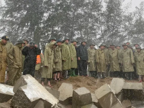 Phó Thủ tướng Trần Hồng Hà kiểm tra công tác gia cố tuyến đê trọng yếu bảo vệ hàng trăm hộ dân trước bão số 5