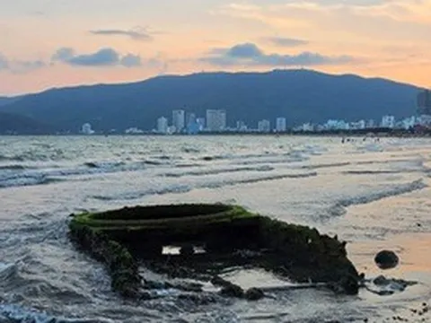 Cận cảnh "vật lạ" trồi lên trên bờ biển Quy Nhơn