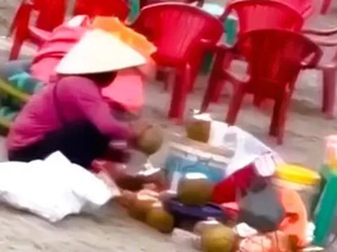 Người phụ nữ gom nước dừa thừa gây hiểu lầm ở khu du lịch